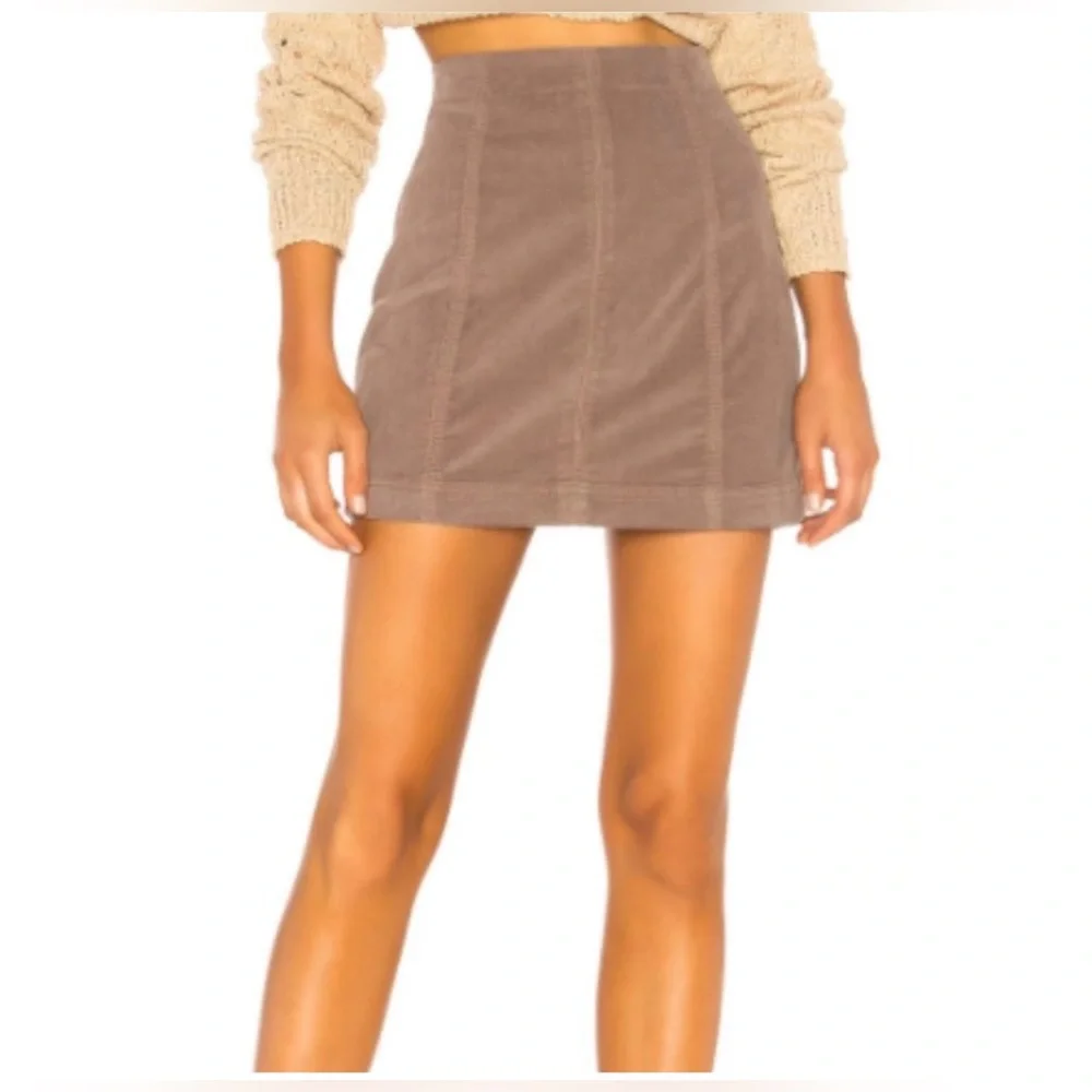 Free People Light Brown Corduroy Skirt Size 8 - Picture 2 of 6